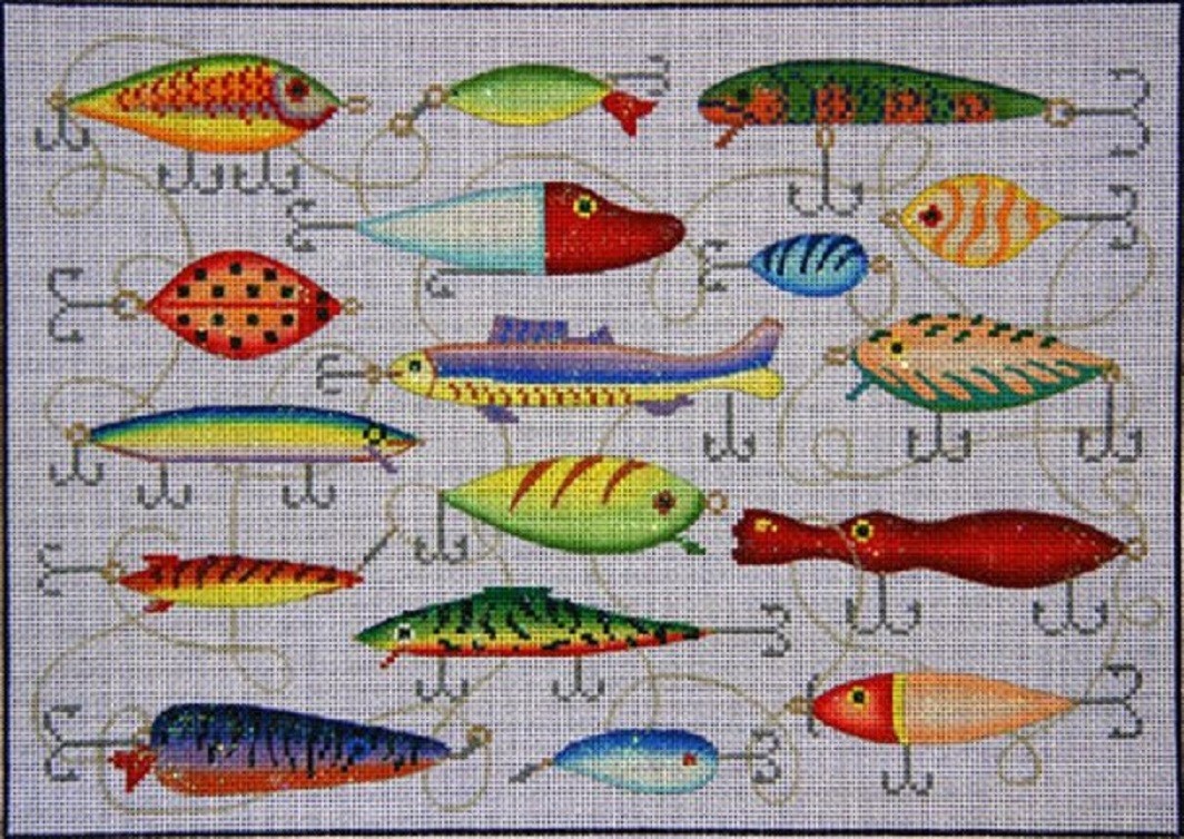 Needlepoint Handpainted JP Needlepoint Lured Tails 12×15