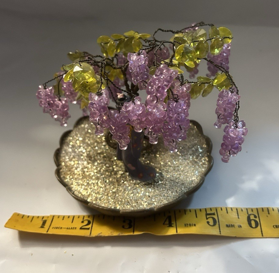 Vintage 1975 Walco Geisha GirlBead & Wire Purple W Purple Bonsai Tree Garden