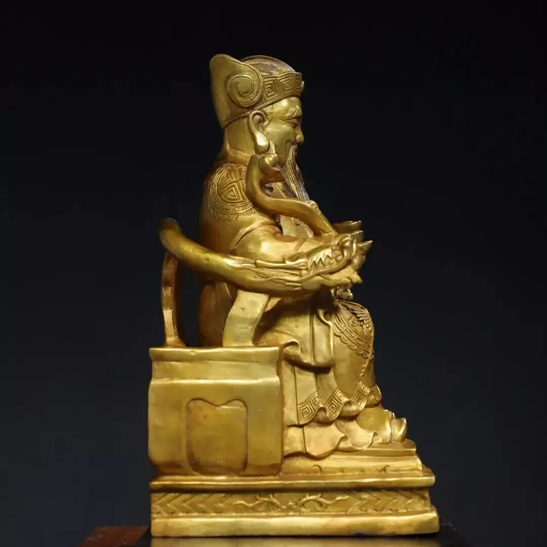 Fengshui old Copper gilded Buddhist Buddha statue of God of Wealth