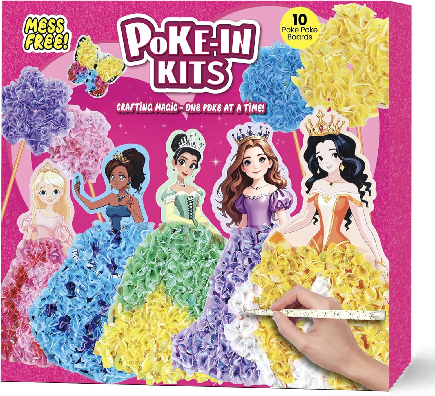 Craft Kits for Kids 10Pcs DIY Poke Art Princess Set Creative Arts Crafts Age 4-8