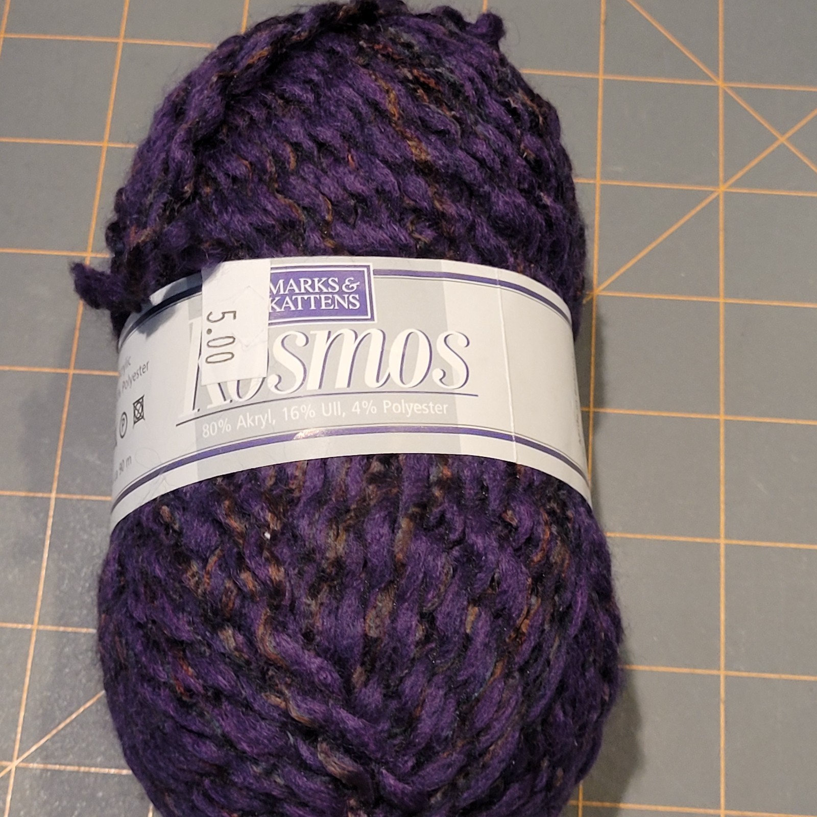 MARKS & KATTENS WOOL BLEND YARN PURPLE MADE IN BELGIUM VINTAGE