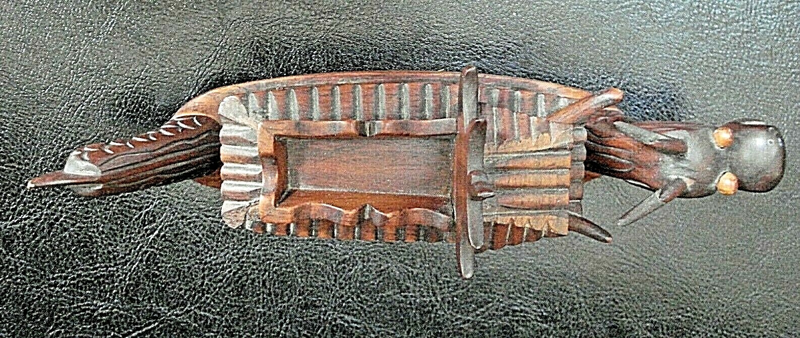 RARE VINTAGE Hand Carved Chinese Teak Wood Dragon Ship Removable Head & Tail