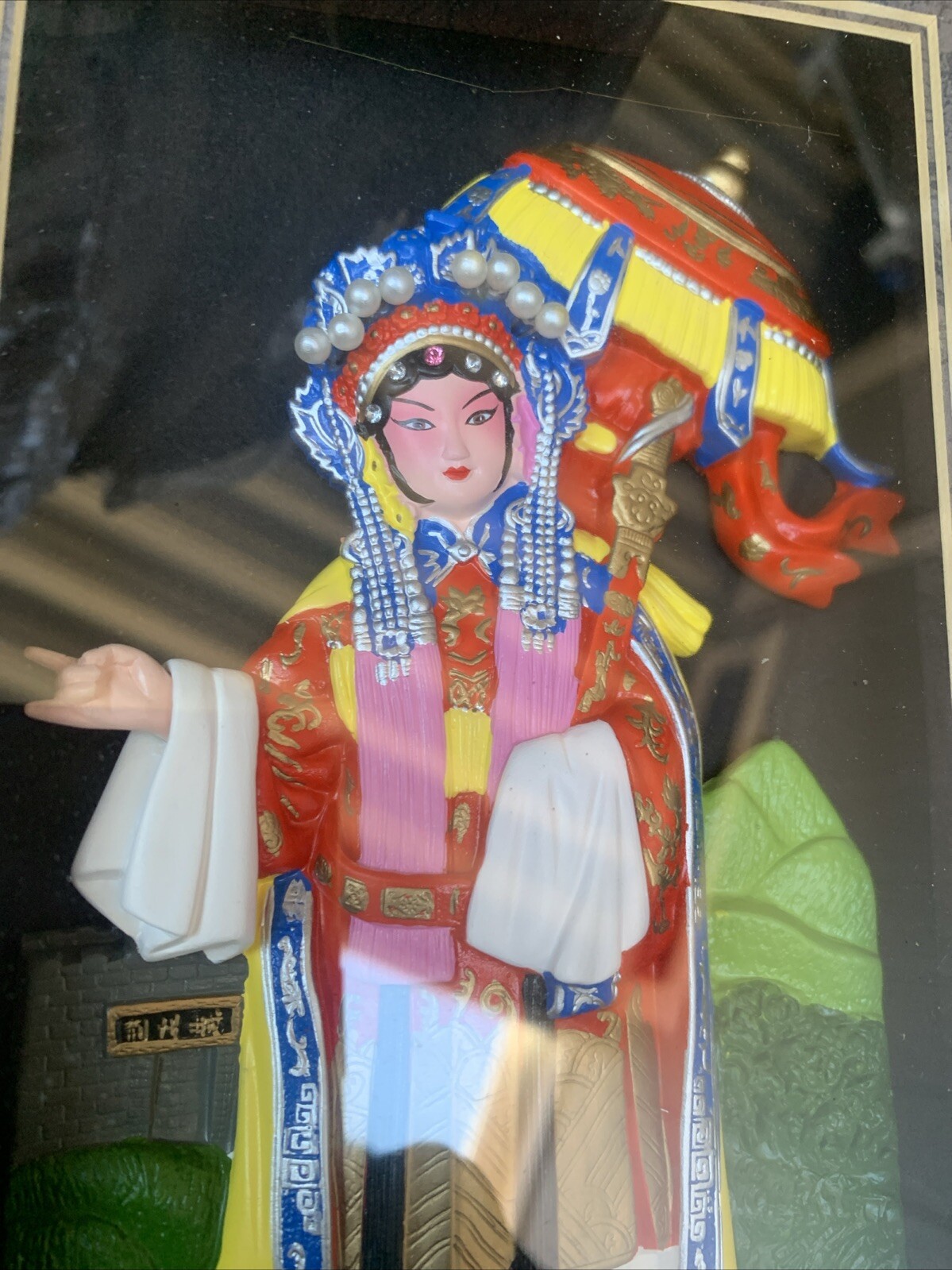 Vintage Peking Opera Shadow Box Doll Sun ShangXiang FENGYATANG Relief Art