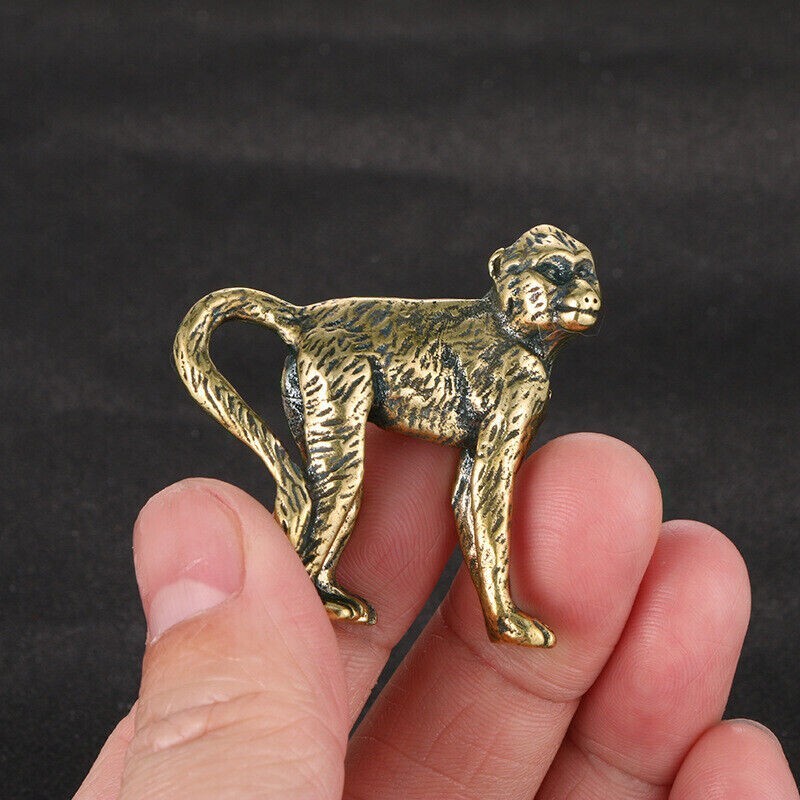 Solid Brass Monkey Figurine Small Statue Home Ornament Figurines Animal