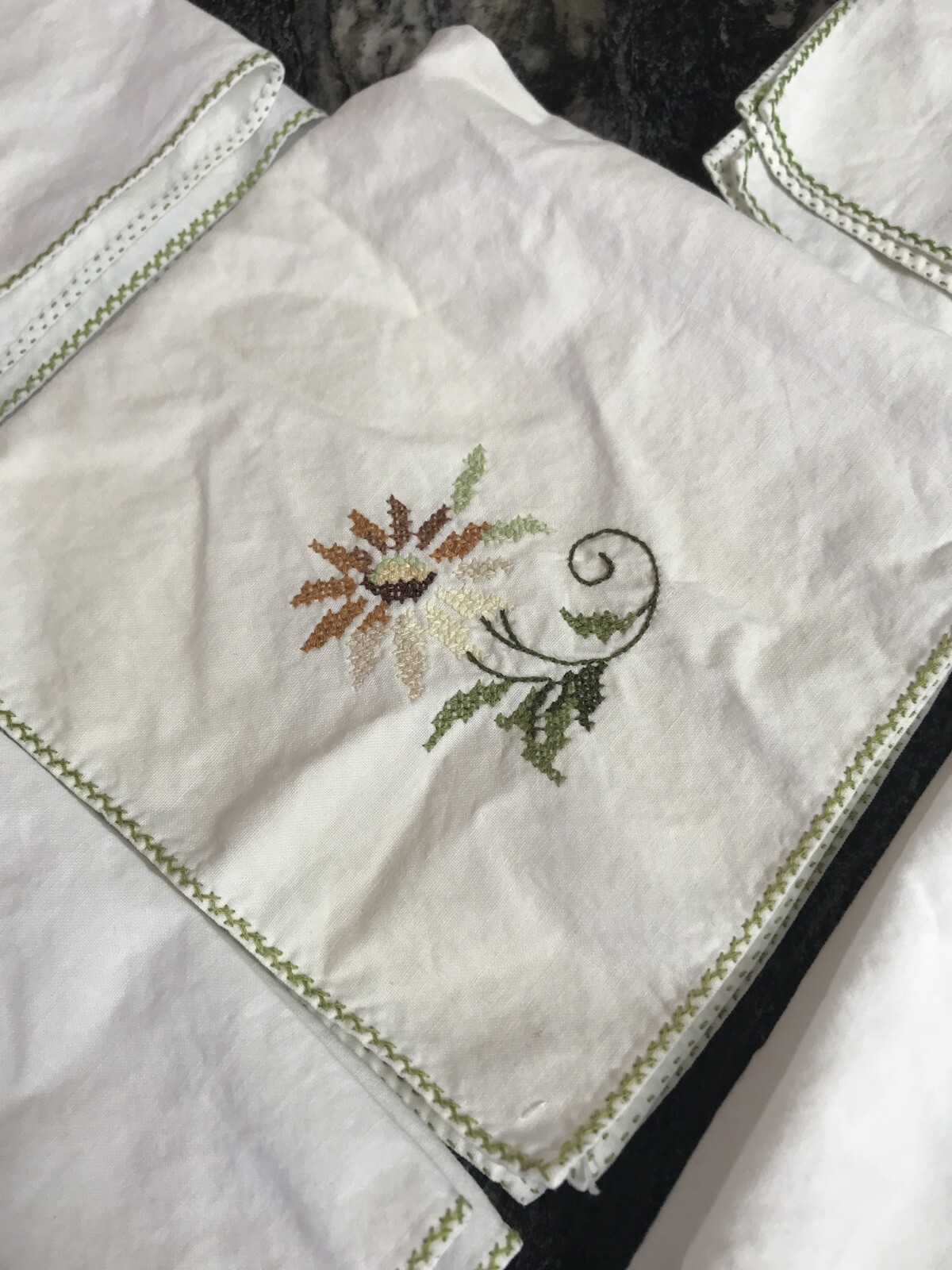 vintage chinese table embroidery (14.5″) (set of 5)