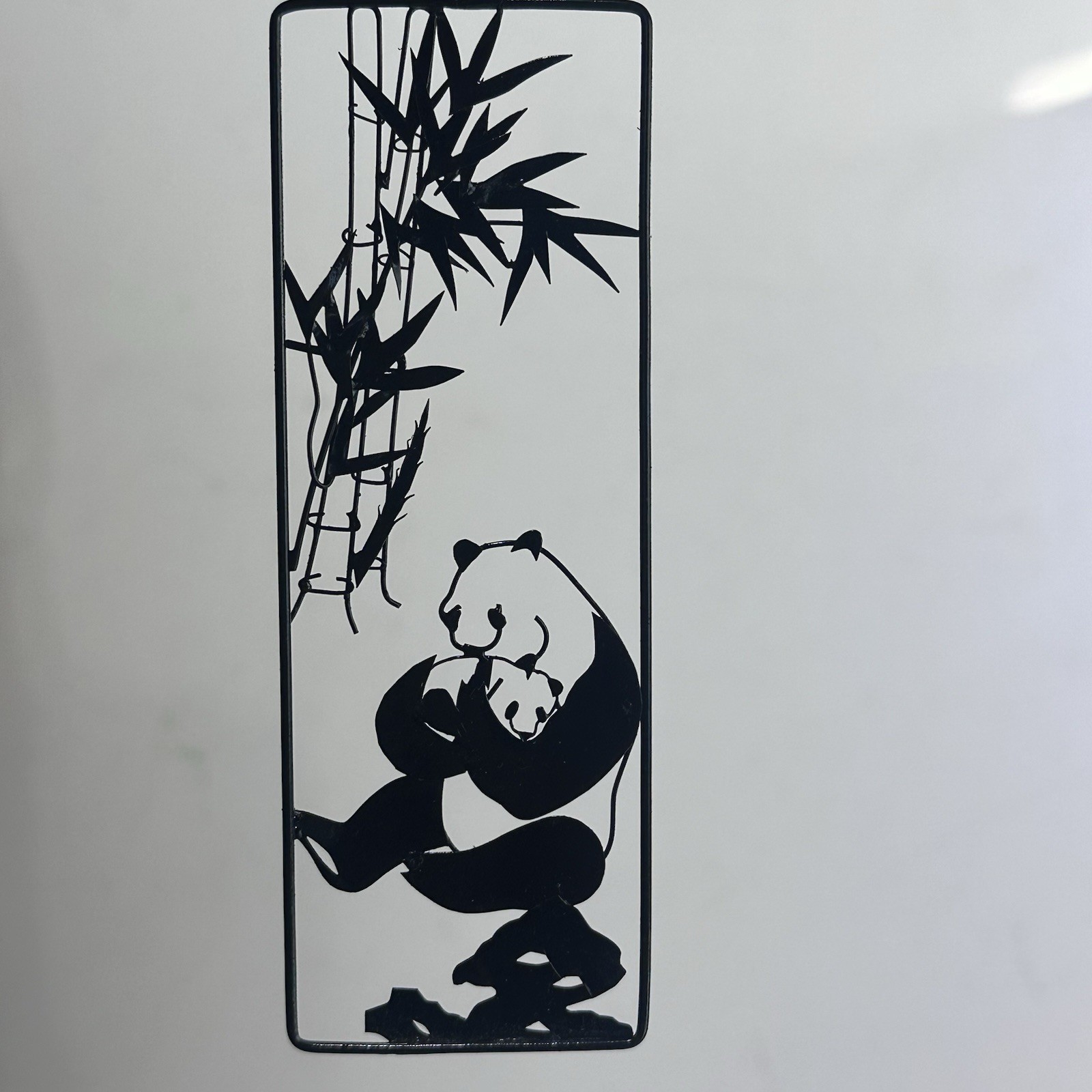Chinese Iron Picture Panda Bamboo Tin Art Set Of 4