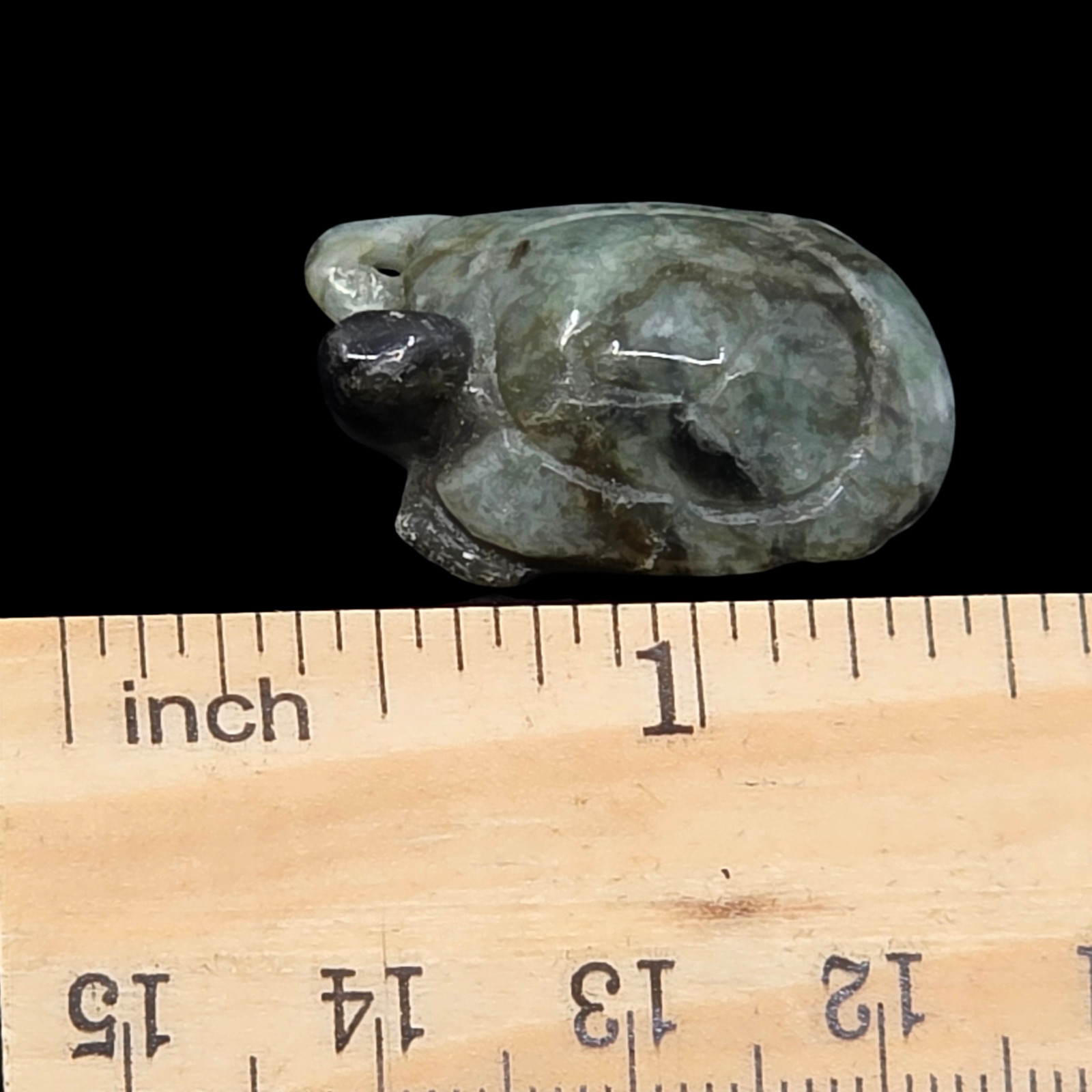 Chinese Hand Carved Mottled Green Jade Turtle Pendant – Longevity Amulet