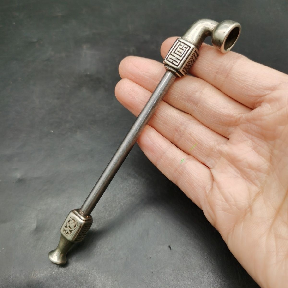 Vintage Copper Smoking Pipe 14cm Iron Stem Antique Style Craft Decor Collectible