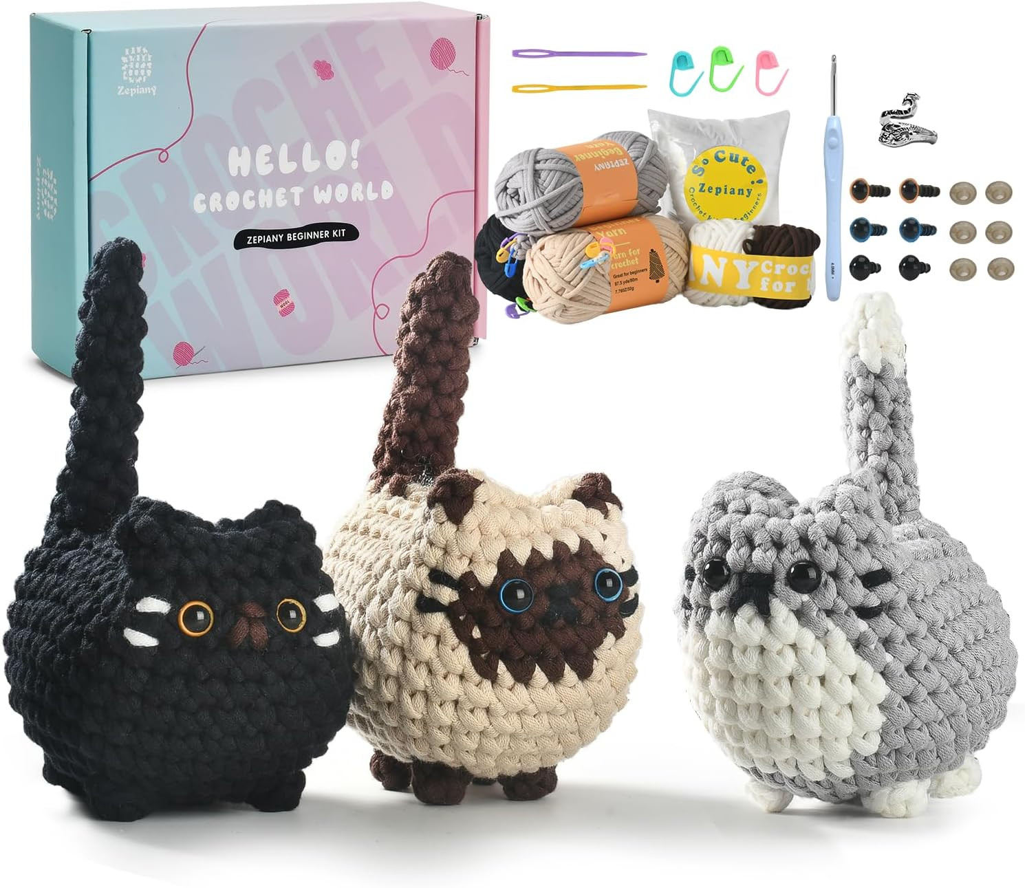 Crochet Kit for Beginners Crochet Cat Beginner Crochet Kit for Adults Amigurumi