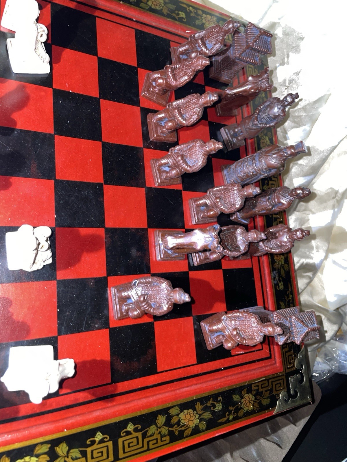 Ancient Chinese Themed Chessboard with Drawers In Great Condition See Photos