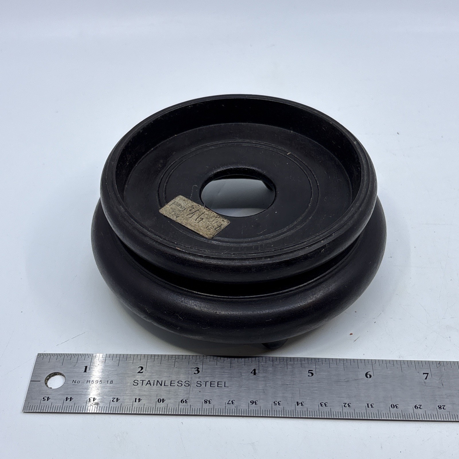 Vtg Chinese Wood Display Stand Vase Plant Asian Lamp Base 4.5″ Inner Diameter