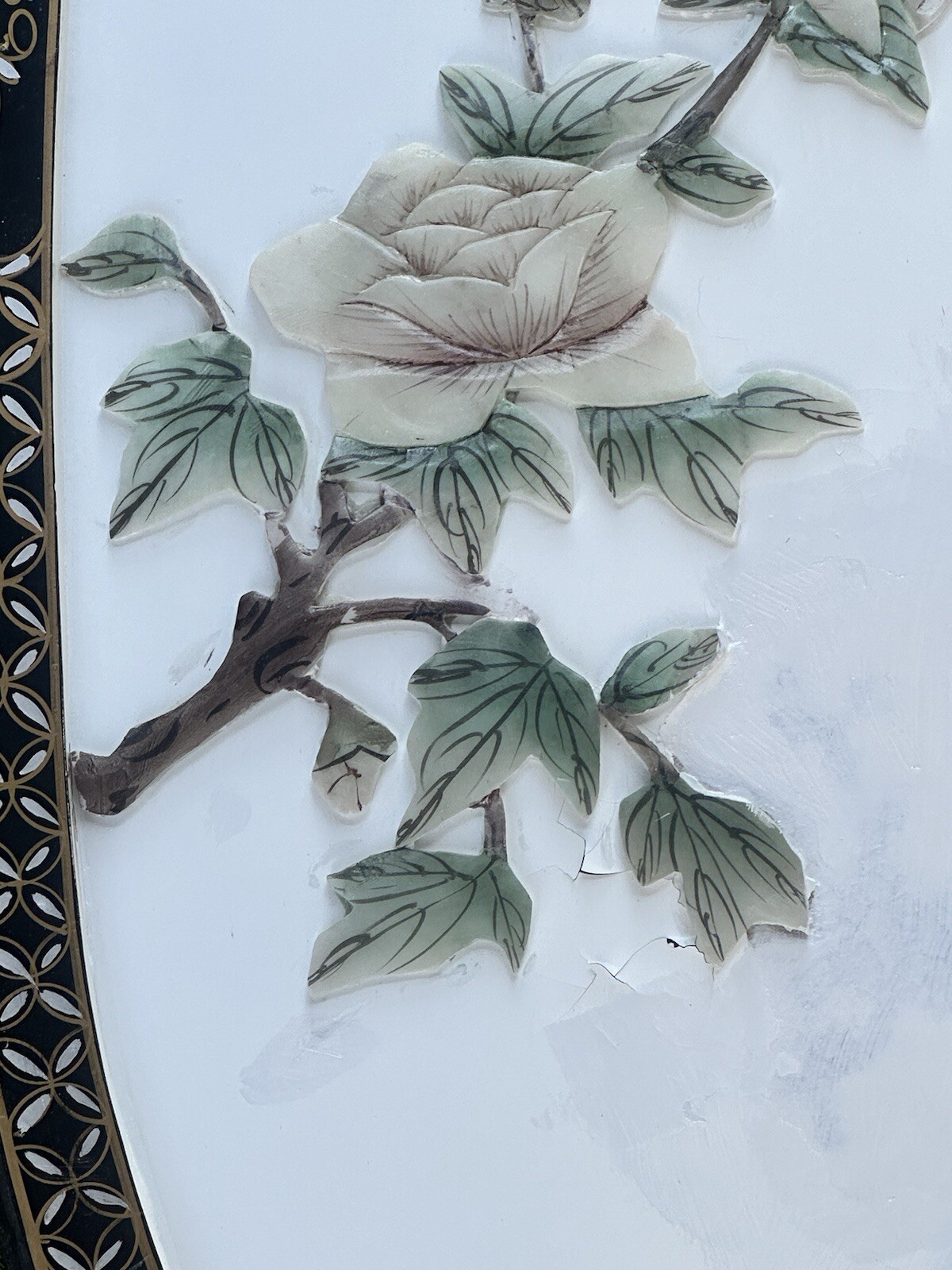 Vintage Chinese Soapstone On Wood Floral And Bird Panels 12” X 36” X 1” Set Of 4