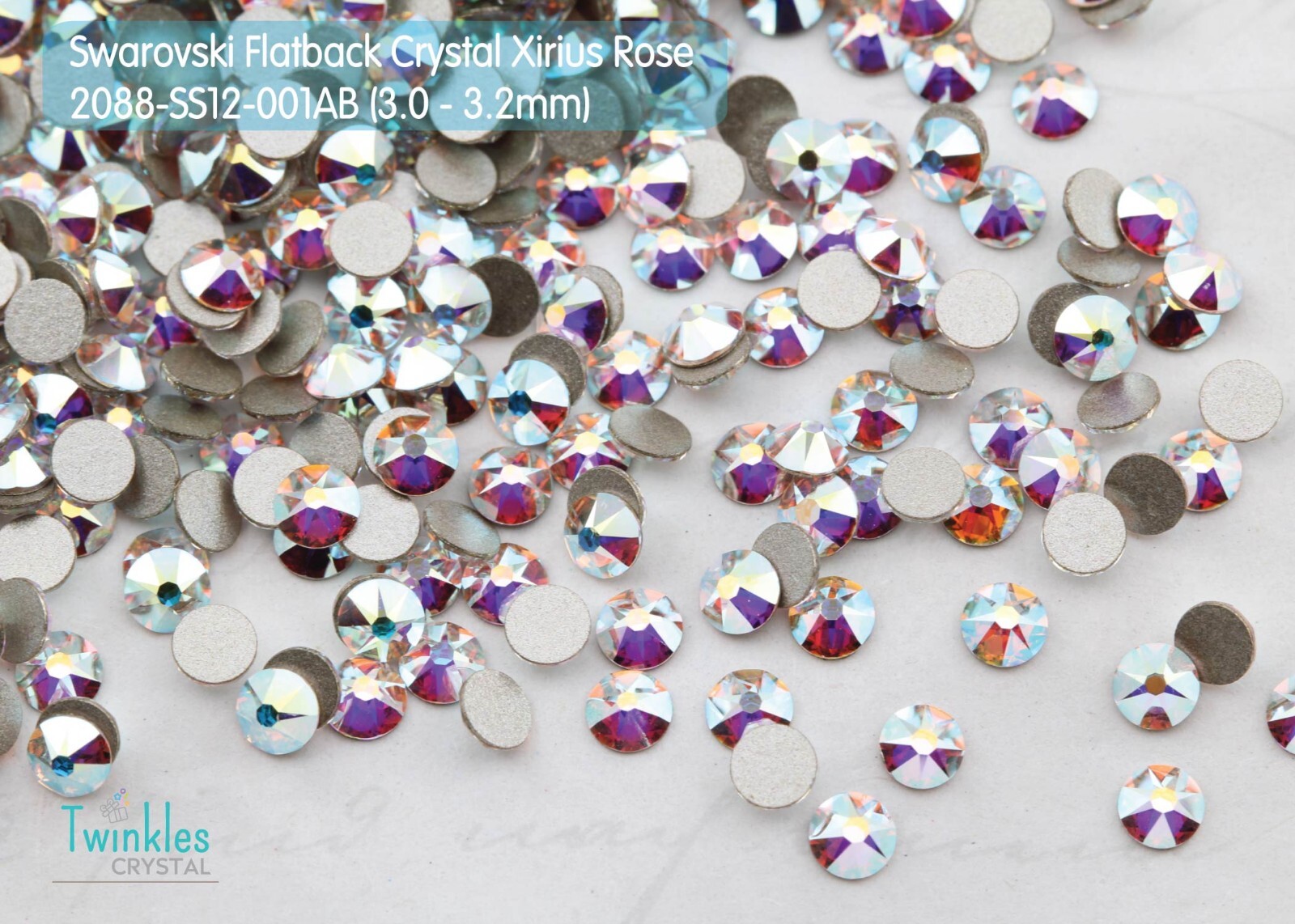 3-6.5mm (144pcs) 001ABF – Swarovski FlatBack Crystal AB Foil – 2088-(SS12-S30)