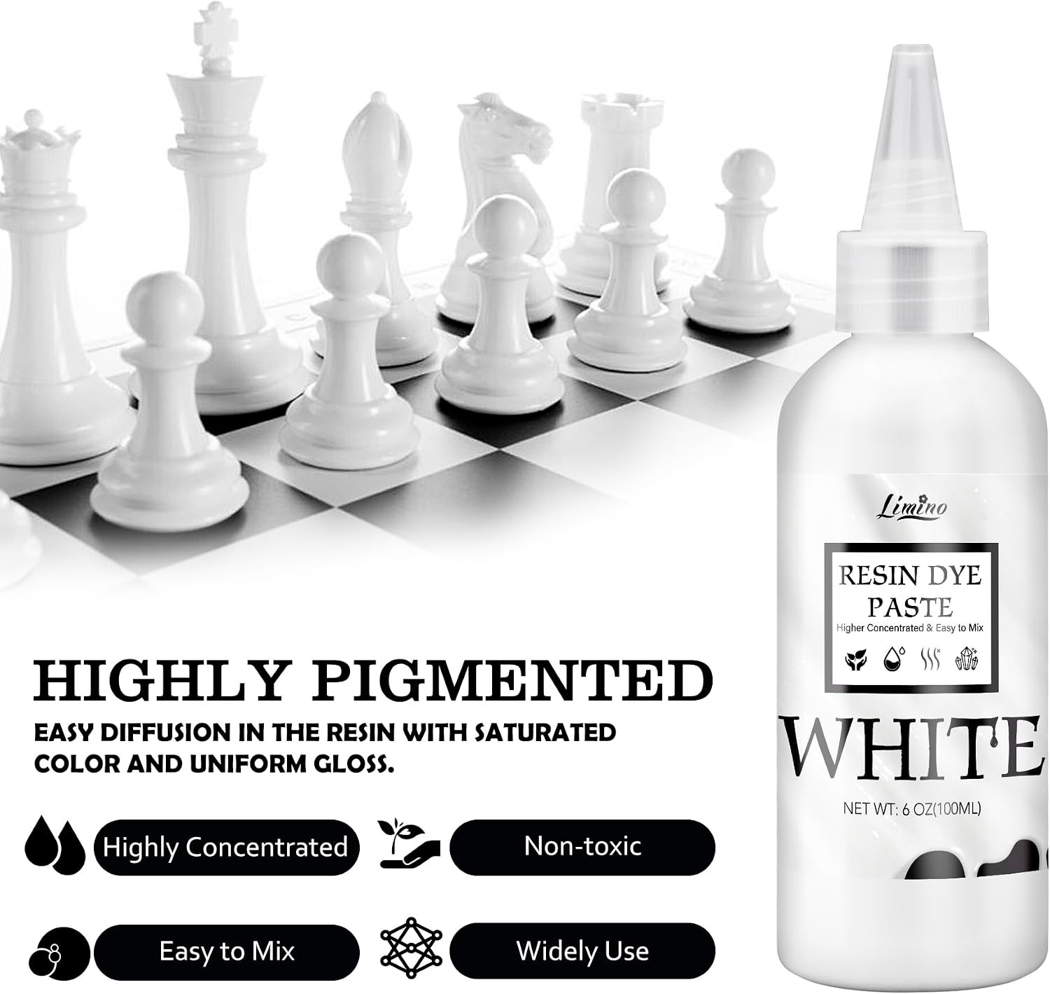 White Epoxy Resin Pigment Paste – 3.4 Fl.Oz / 100Ml Concentrated Dye for Ocean W
