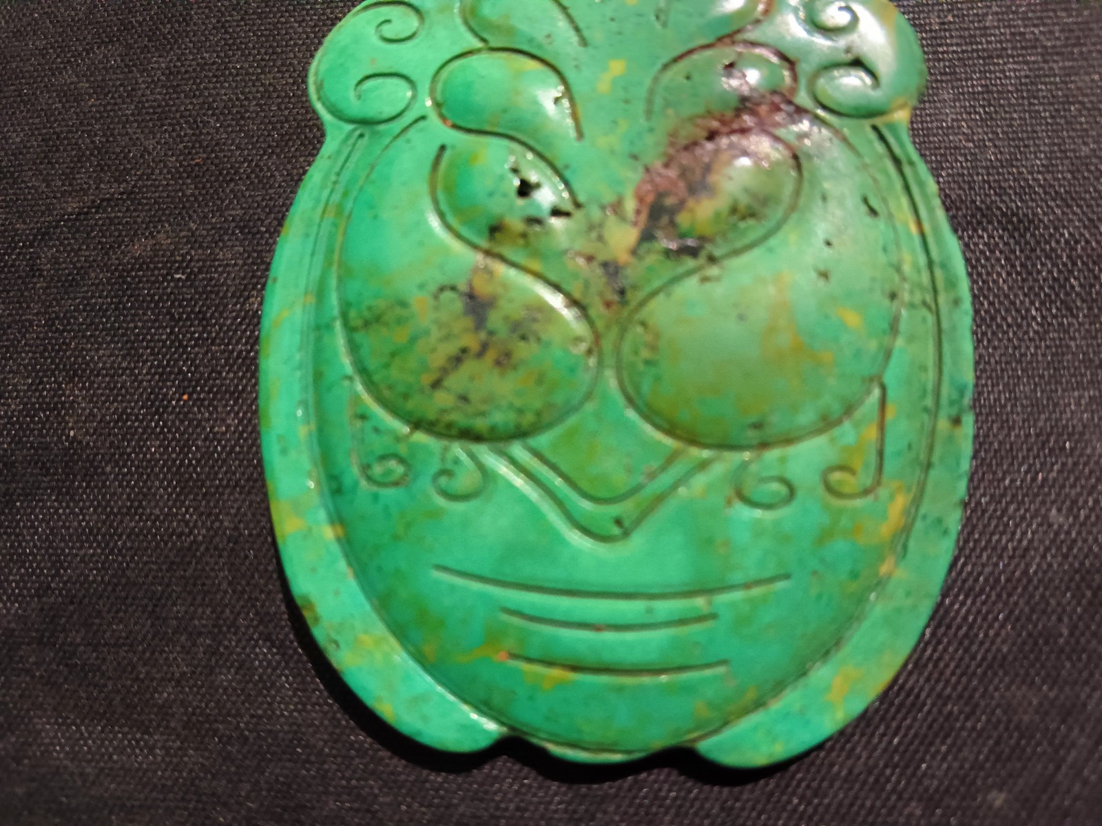 Good Quality Chinese Old Turquoise Hand Carved *Cicada* Pendant
