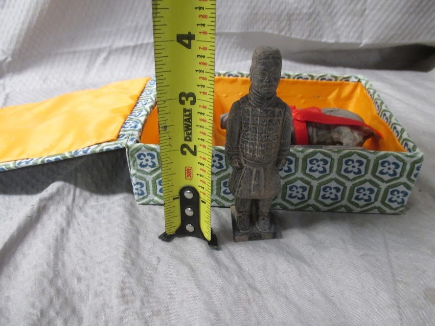 Vintage Set Chinese Terracotta Qin Army Warrior & Horse Figures Statues boxed