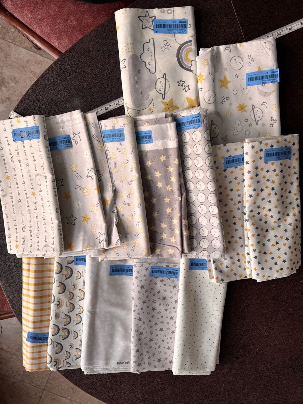 Michael Miller Fabric To the Moon and Back 14 1.25 Yard Cuts! Baby Quilt Craft