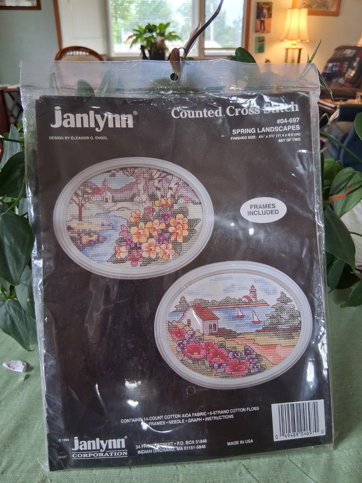 Vintage 1994 Janlynn “Spring Landscapes” Cross Stitch Kit With Frame-Crafts