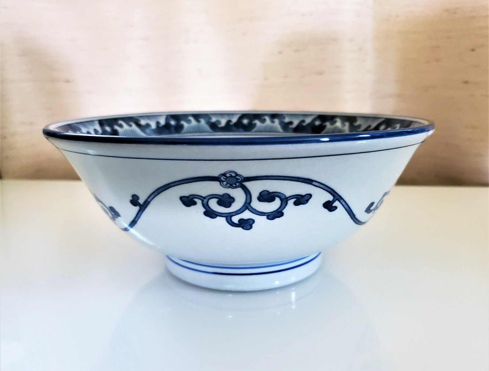 KARAKUSA SEIGAIHA Japan arabesque blue pattern High quality Bowl, 8.25″