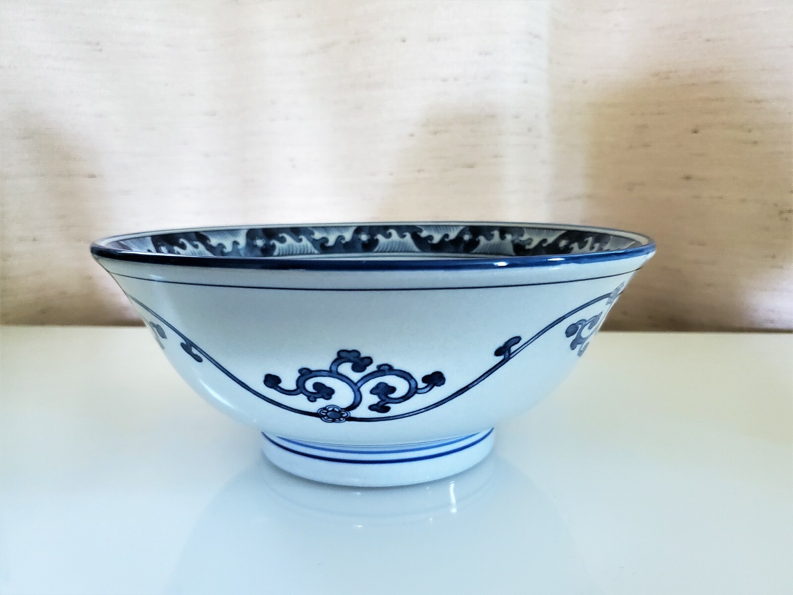 KARAKUSA SEIGAIHA Japan arabesque blue pattern High quality Bowl, 8.25″