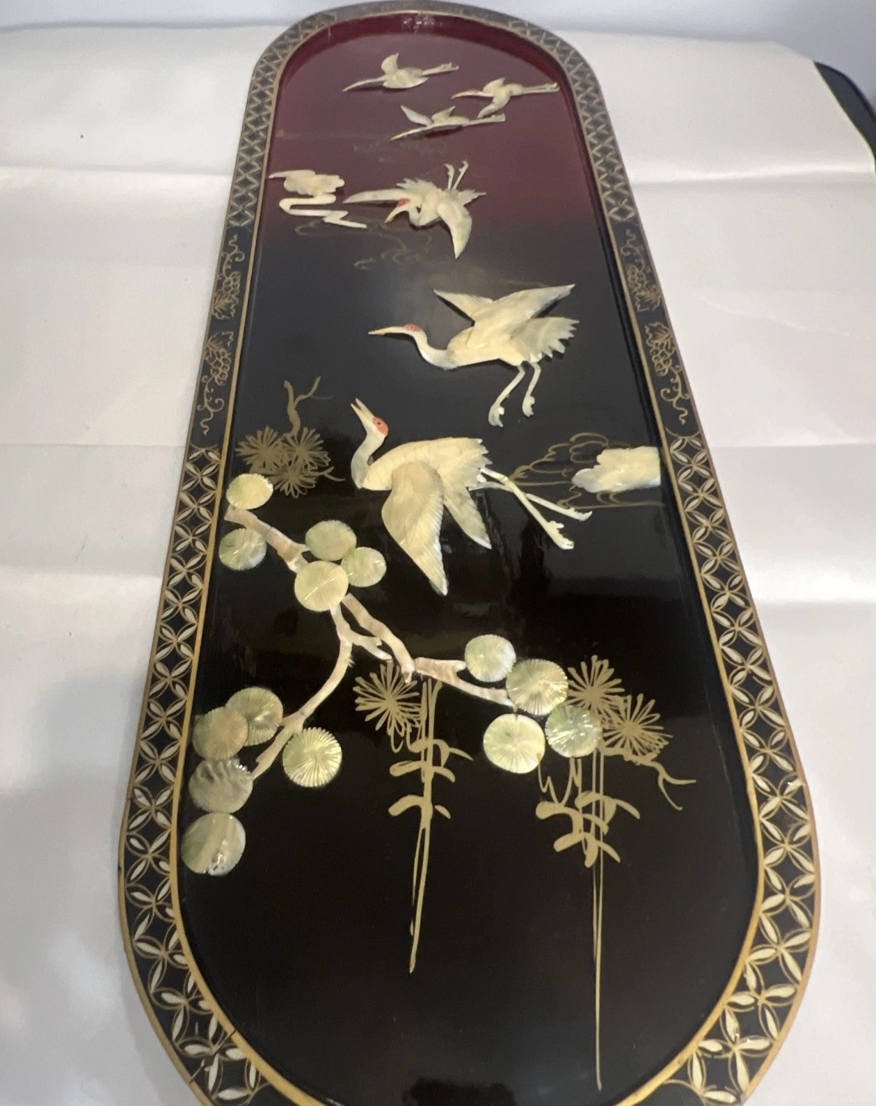 Vintage Mother of Pearl/ Abalone Shell 3D Wall Art 36×12 Damaged Look At Photos