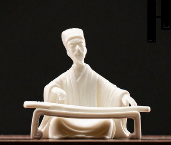 3.5″ Chinese White Porcelain Ceramics Mastermind Zhuge Liang Figurine Statues