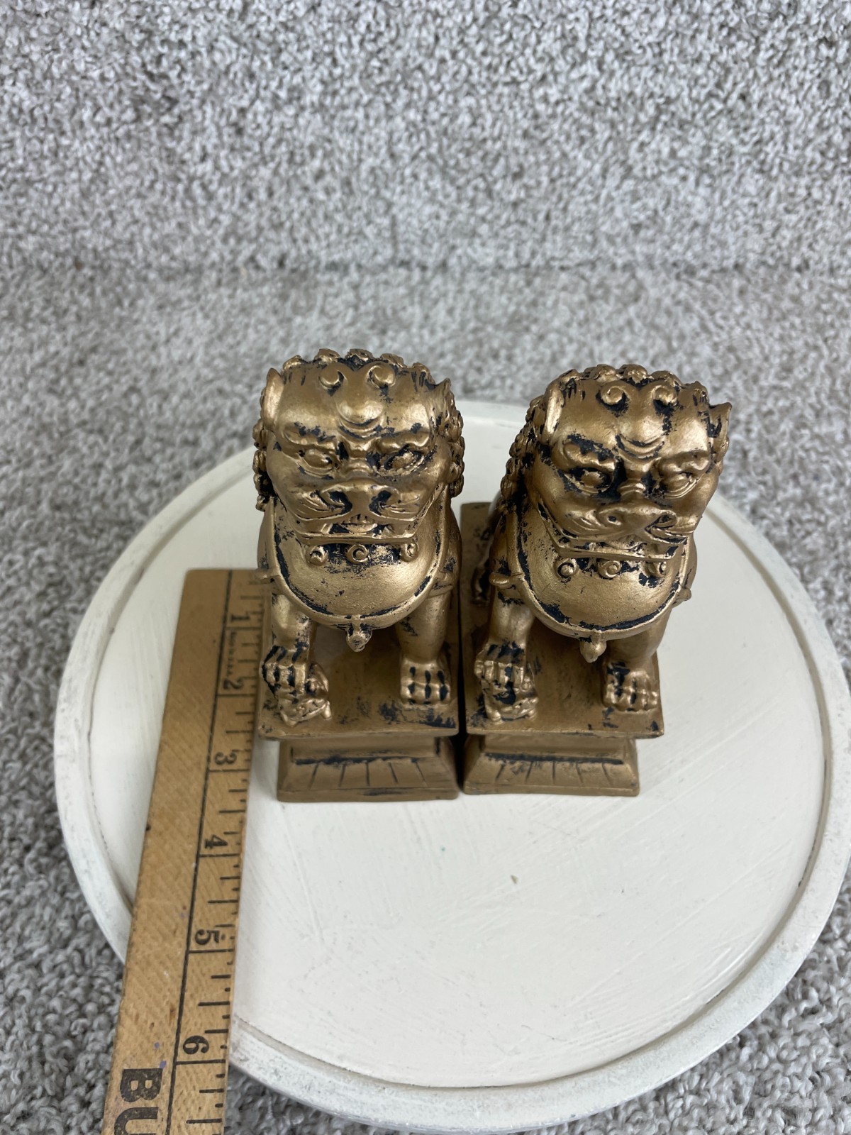 Lot of 2 Imperial Guardian Lion Chinese Foo Dog Statues Figurine