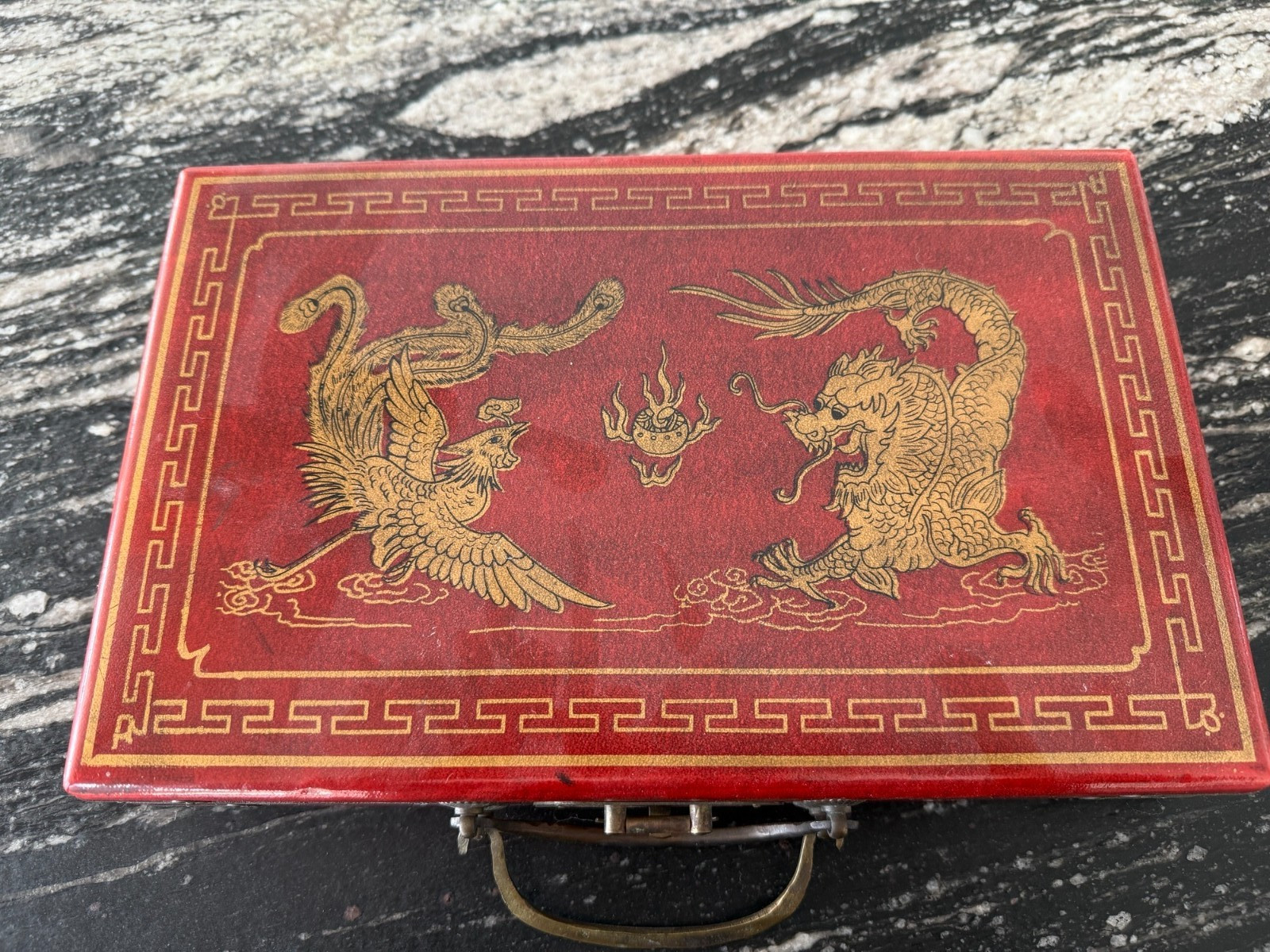 Authentic Vintage Chinese Majong Set in Hand Carved Wooden Case