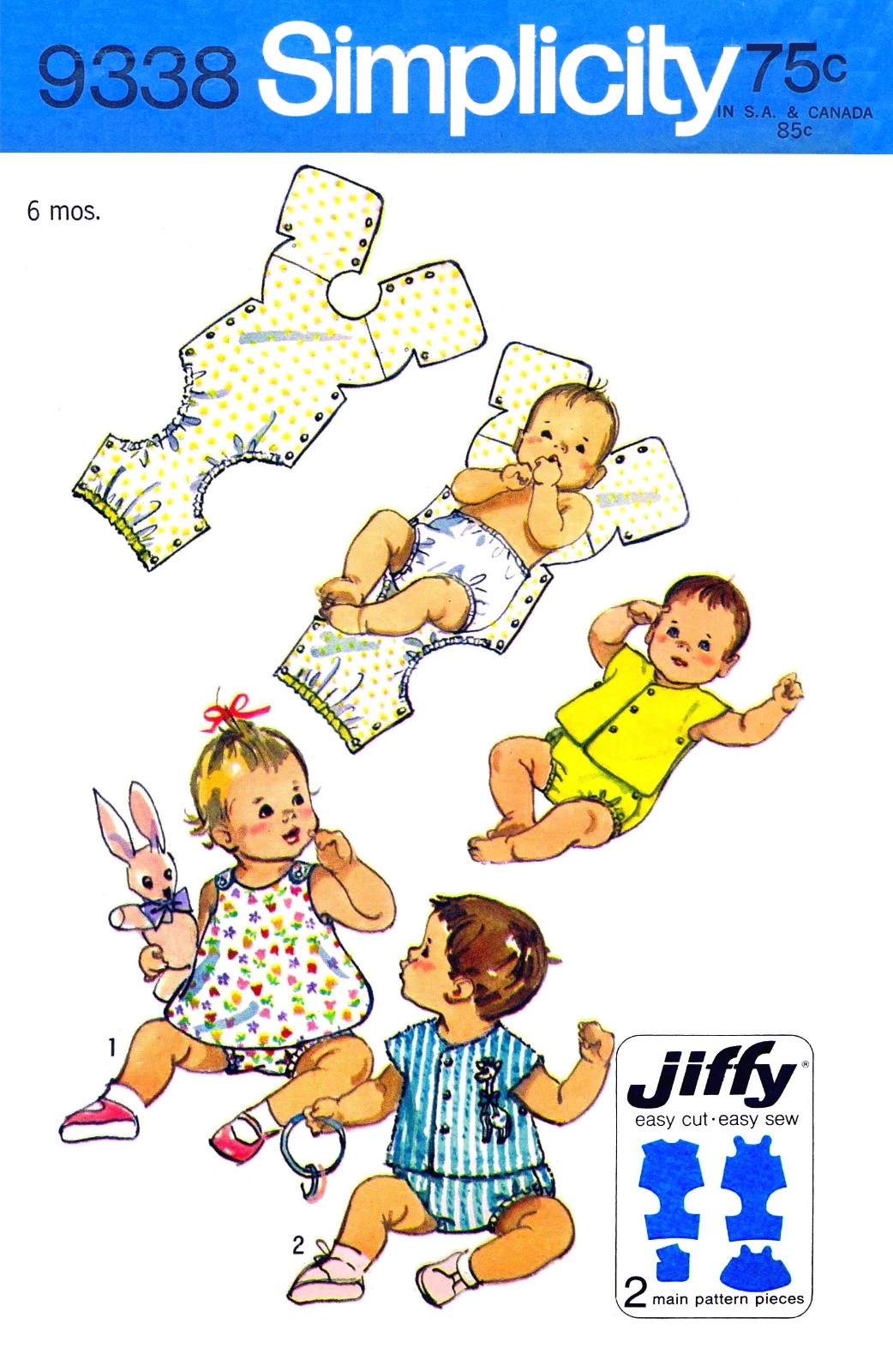 Simplicity 9338 Pattern BABY Unisex One-Piece Snap-On Suits
