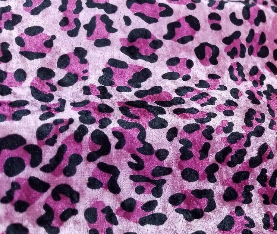 5 Yards x 60” Width VALENTINE SPECIAL! Pink Velvet Animal Leopard Print Fabric