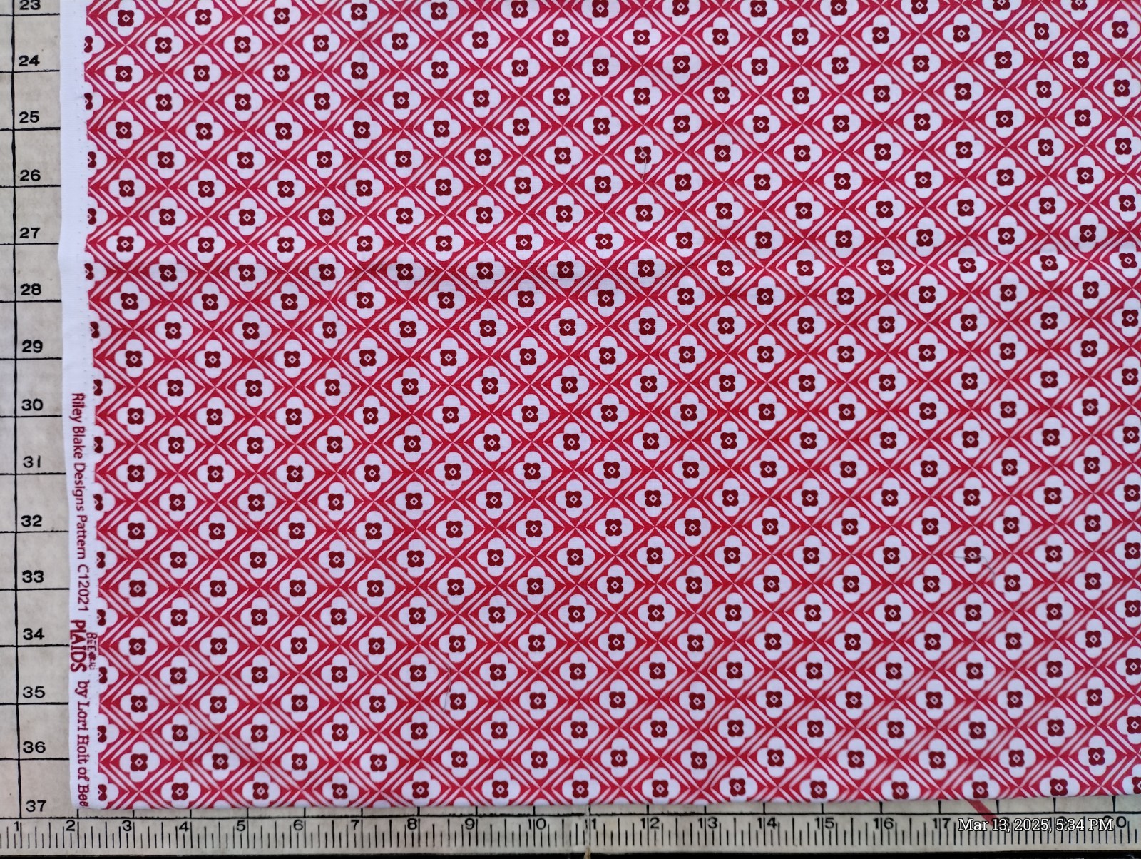 Riley Blake Designs Red Floral Geometric Cotton Fabric Up to 45” Wide