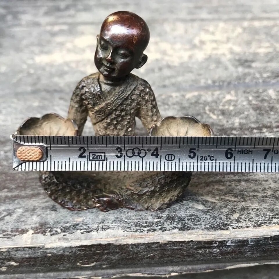Pure Copper Incense Burner Ornaments Young Monk Holding Lotus Candlestick Stove