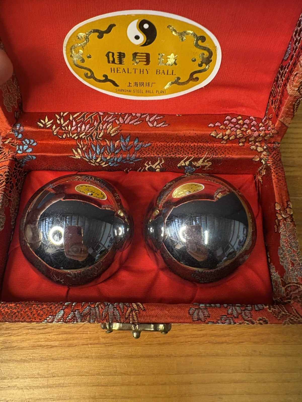 Vintage Shou Xing Chinese Boading Iron Balls ~ Chiming Meditation Wellbeing