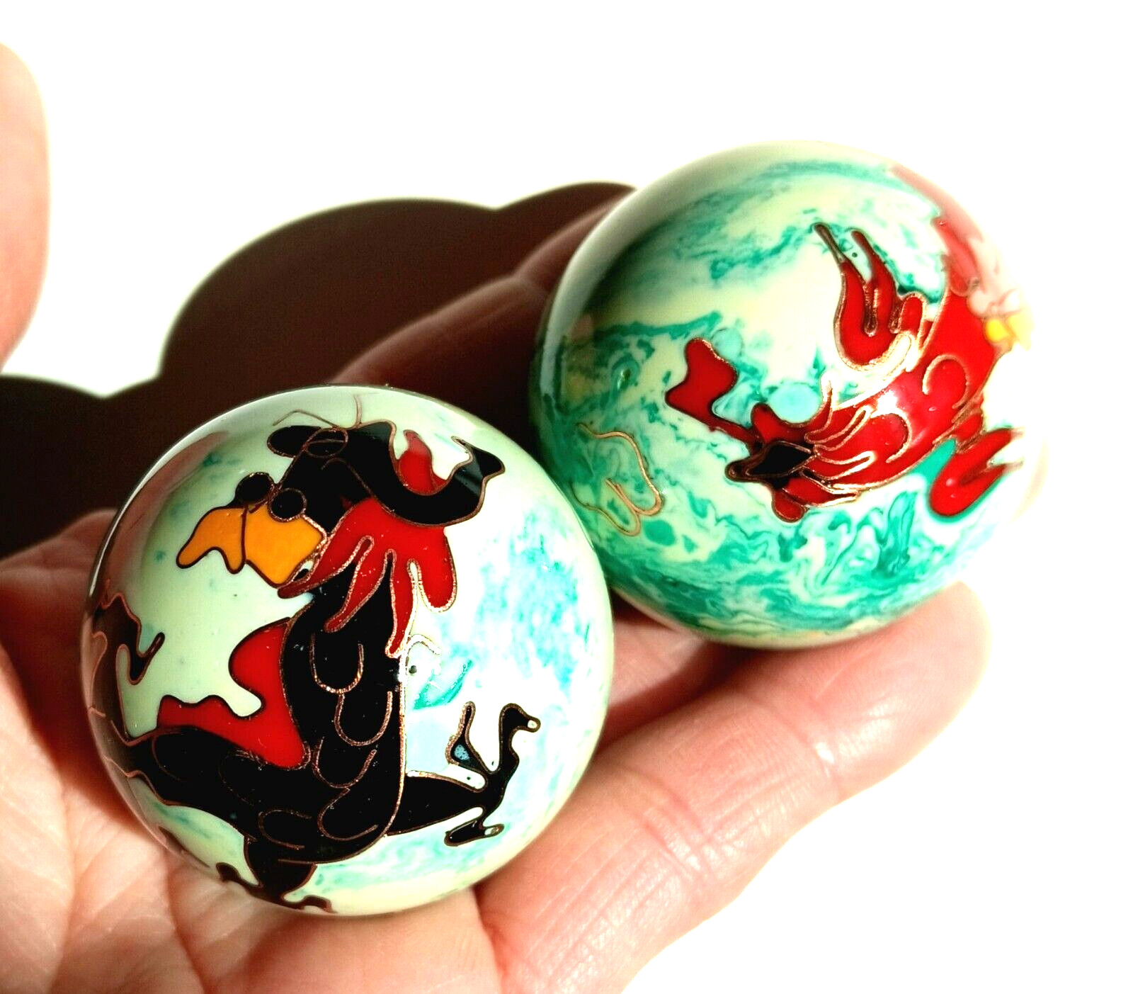 2 sets of Chinese Healthy Therapy Chrome Balls /40mm/Dragon &Phoenix/Exercise