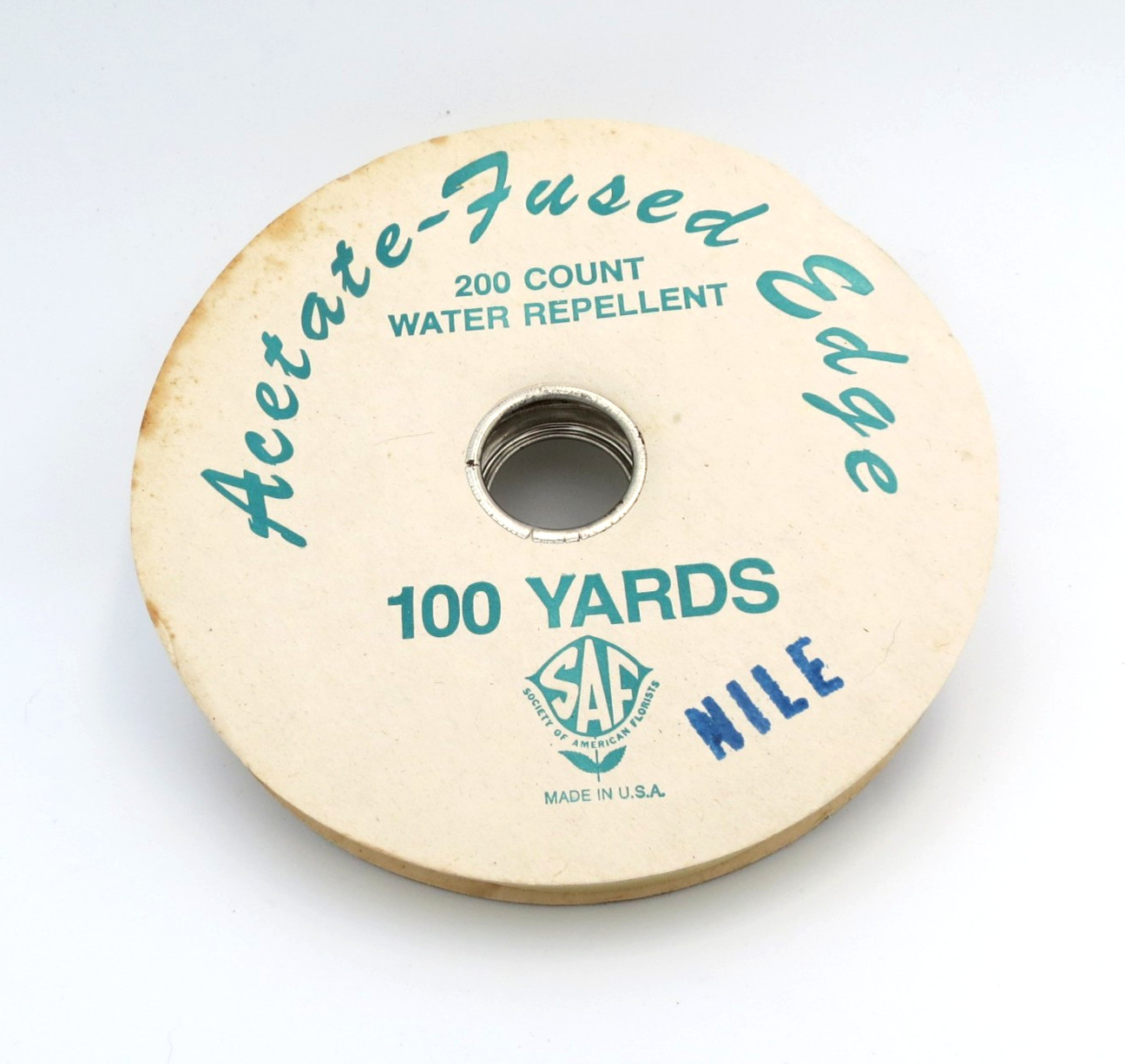 SAF Vintage Pale Yellow 1/2′ Acetate Ribbon 100 Yard Spool Mostly Full
