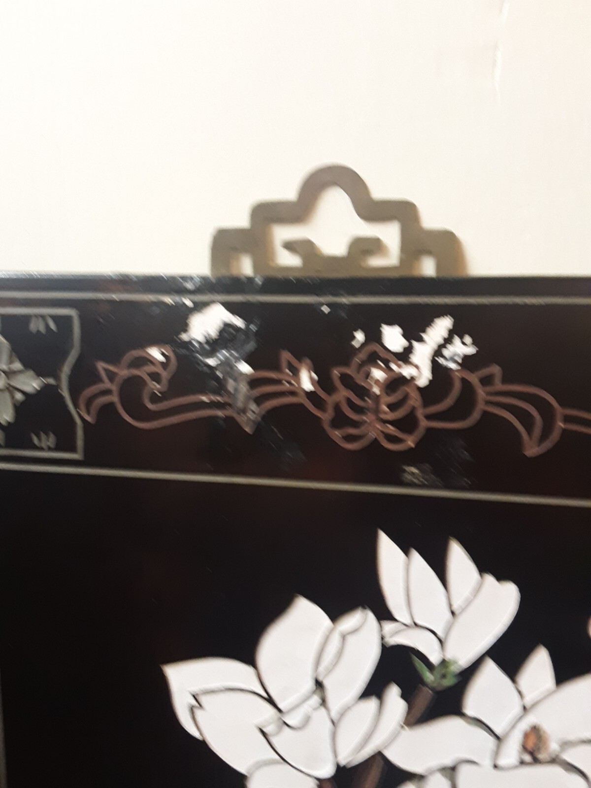 Vintage Black Lacquer Chinese Wall Decor- Large- Set 4-Birds, Flowers