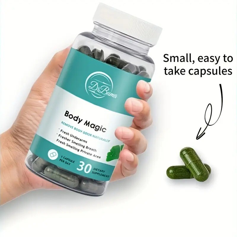 Natural Chlorophyll Capsules – Internal Deodorant for Body Odor Control (30 Ct)