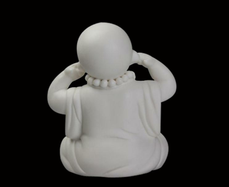 3.7″Chinese White Porcelain Ceramics Lovable No Hear Little Monk Figurine Statue