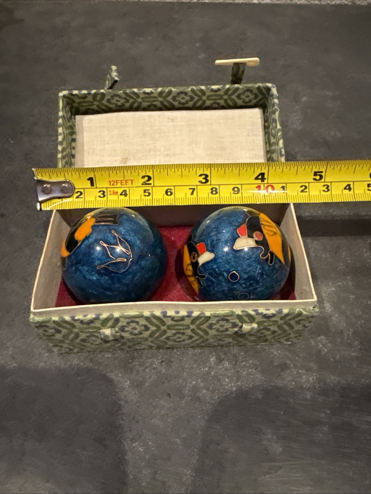 Vintage ShouXing Baoding Iron Balls Meditation Wellbeing w/ Box
