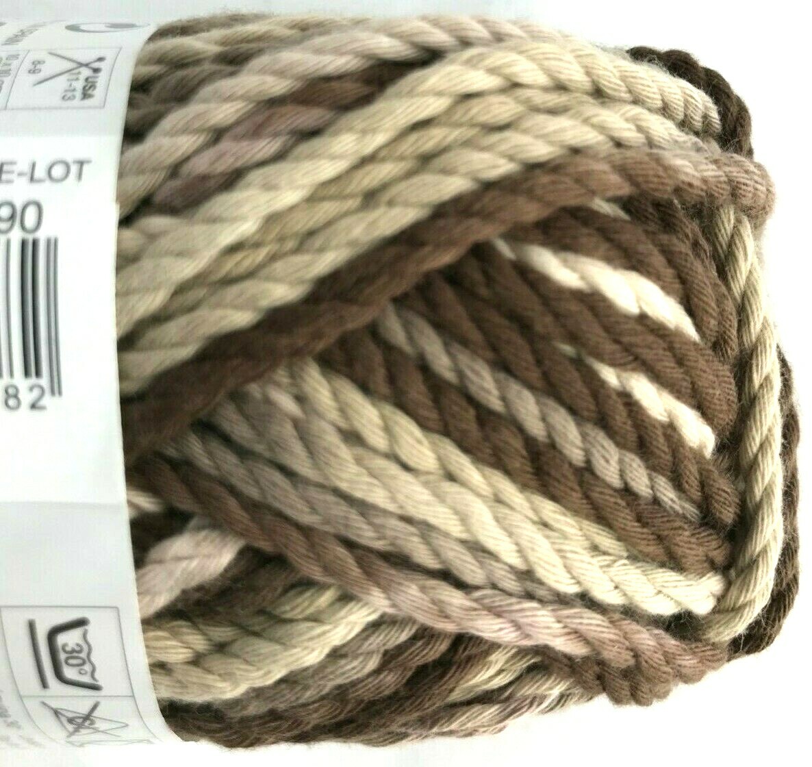 Katia Cotton Cord Print 100g Yarn Skeins #101 Browns Machine Wash Super Bulky