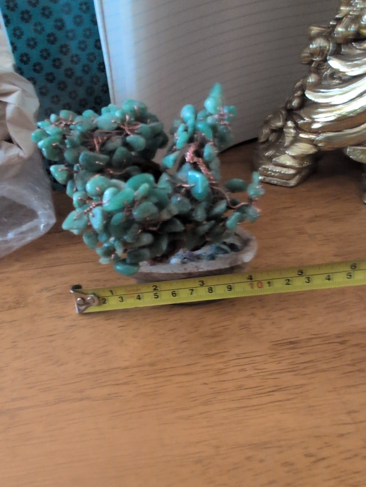 Vintage Hardstone Green Jade Bonsai Tree In Heart Dish