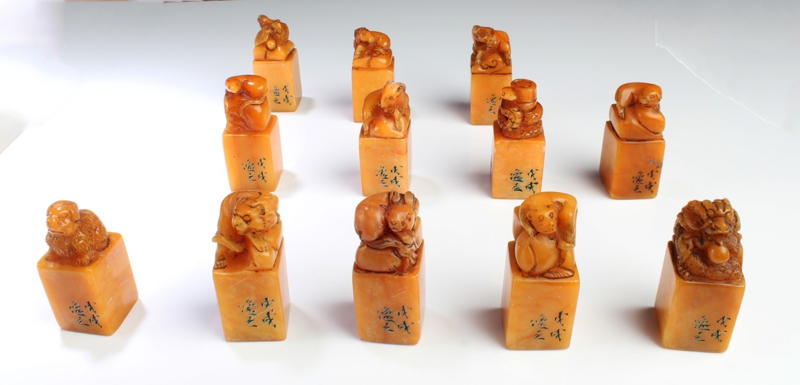 A set of twelve inked chinese zodiac signs or astrological symbol