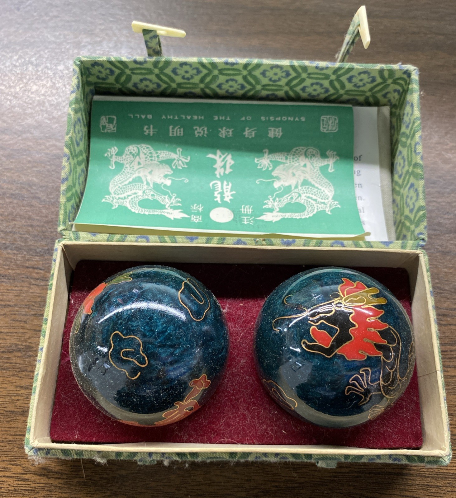 Rare Vintage Chinese Iron Ball Lot Healthy Ball Original Box & Papers