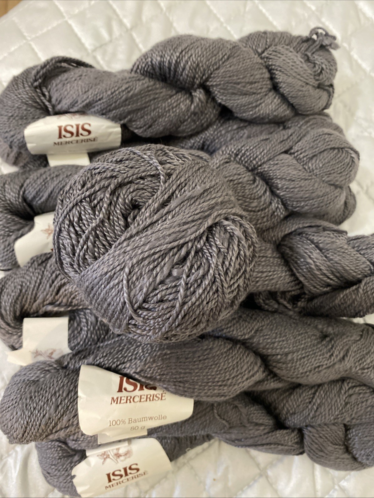 Lot Of 10 100% Baumwolle Cotton 50g/130m Ea. Color DK Grey