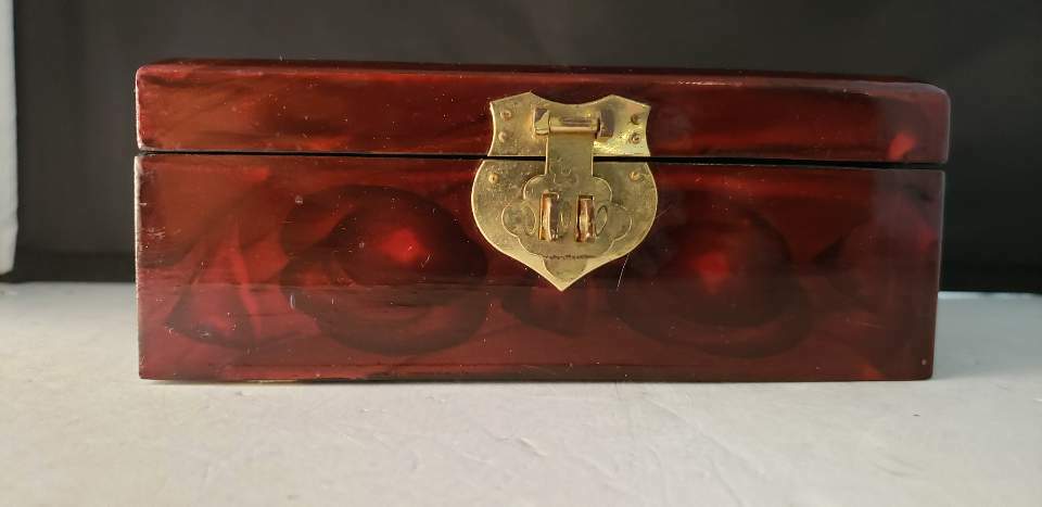 Cork 3D Jewelry Box Shadow Box Glass & Lacquer 6.25×3.75×2.5″ CHINESE