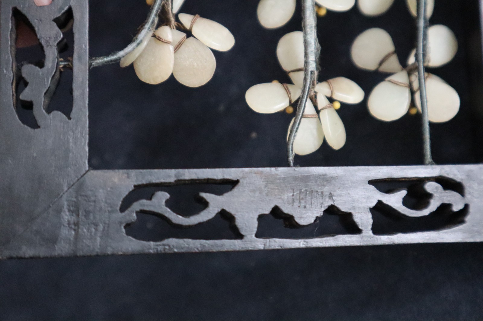 2 Vintage Chinese 3D Jade Stone Hanging Wall Plaque
