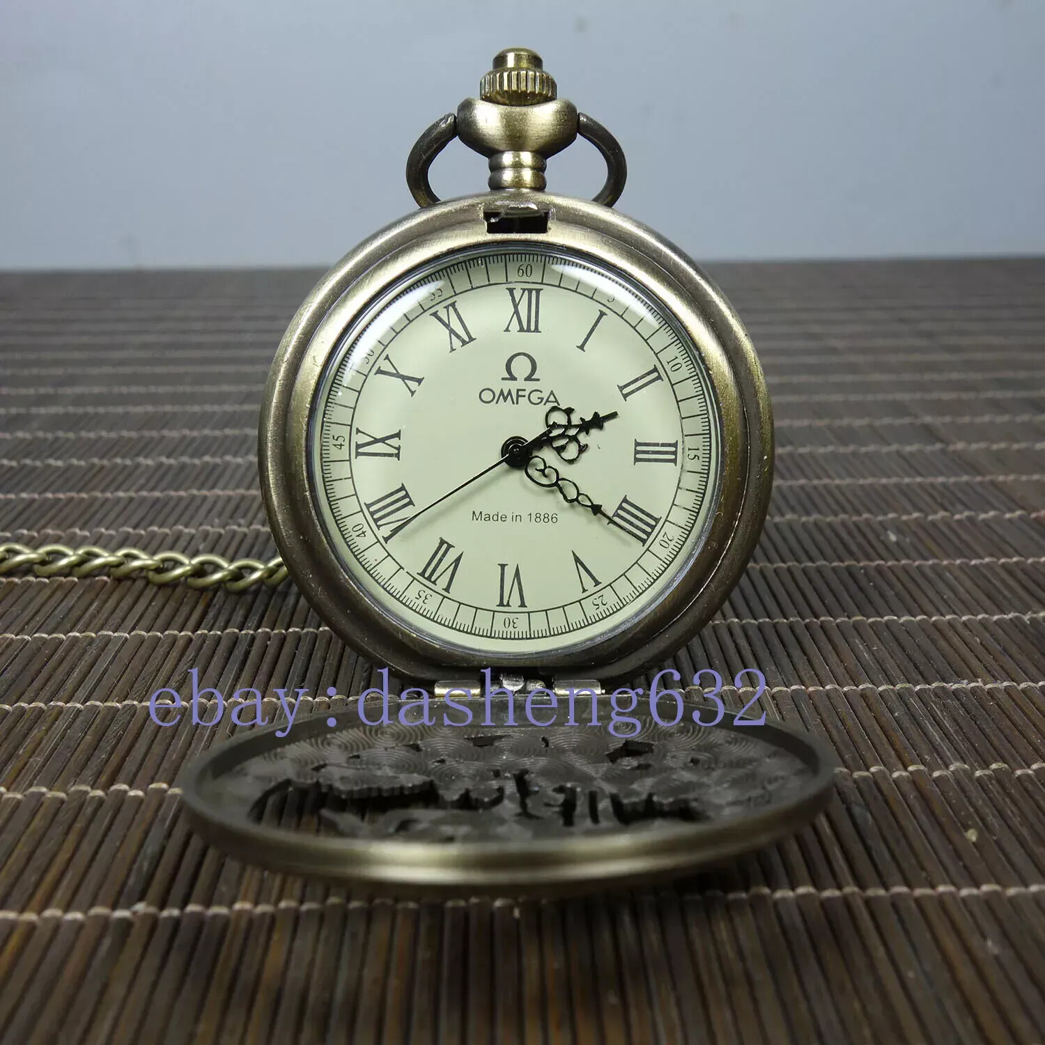 Mechanical Clock Horologe Alloy Crane Single Open Mechanical Pocket Watch