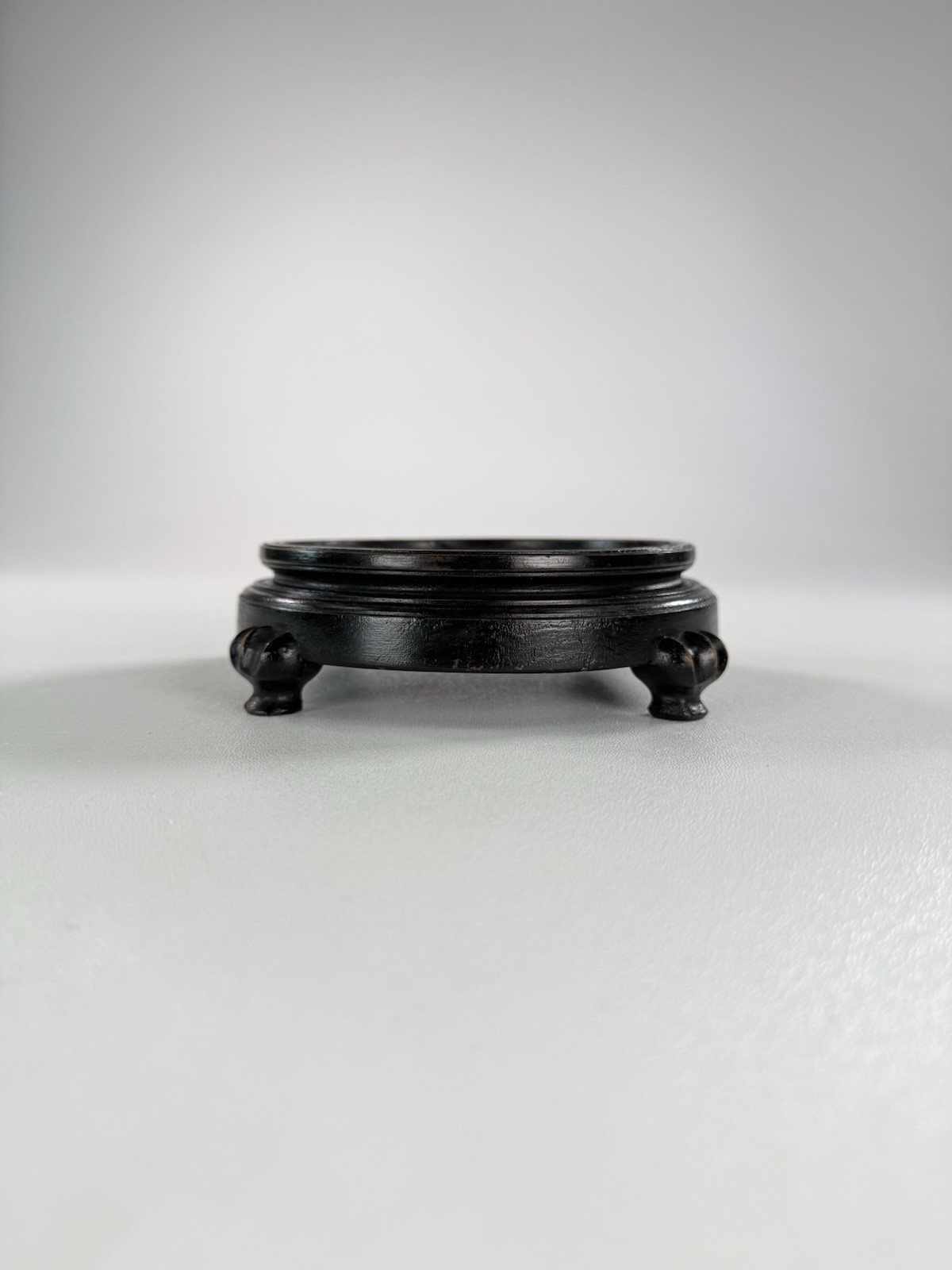 Lot of 3 Vintage Asian Round Carved Wood Pedestal Stand Vase Display Bases