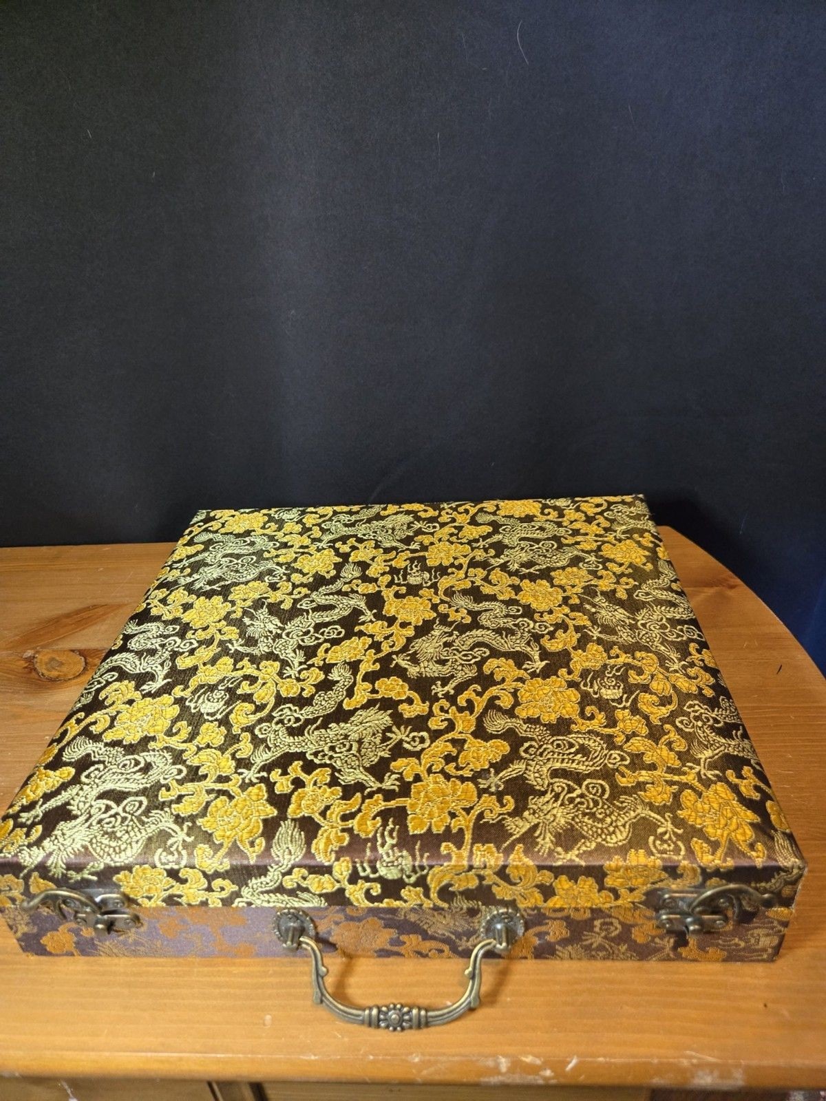 Vtg Chinese Panda CherryBlossom DoubleSided Silk Sichuan Embroidery WoodBase Box