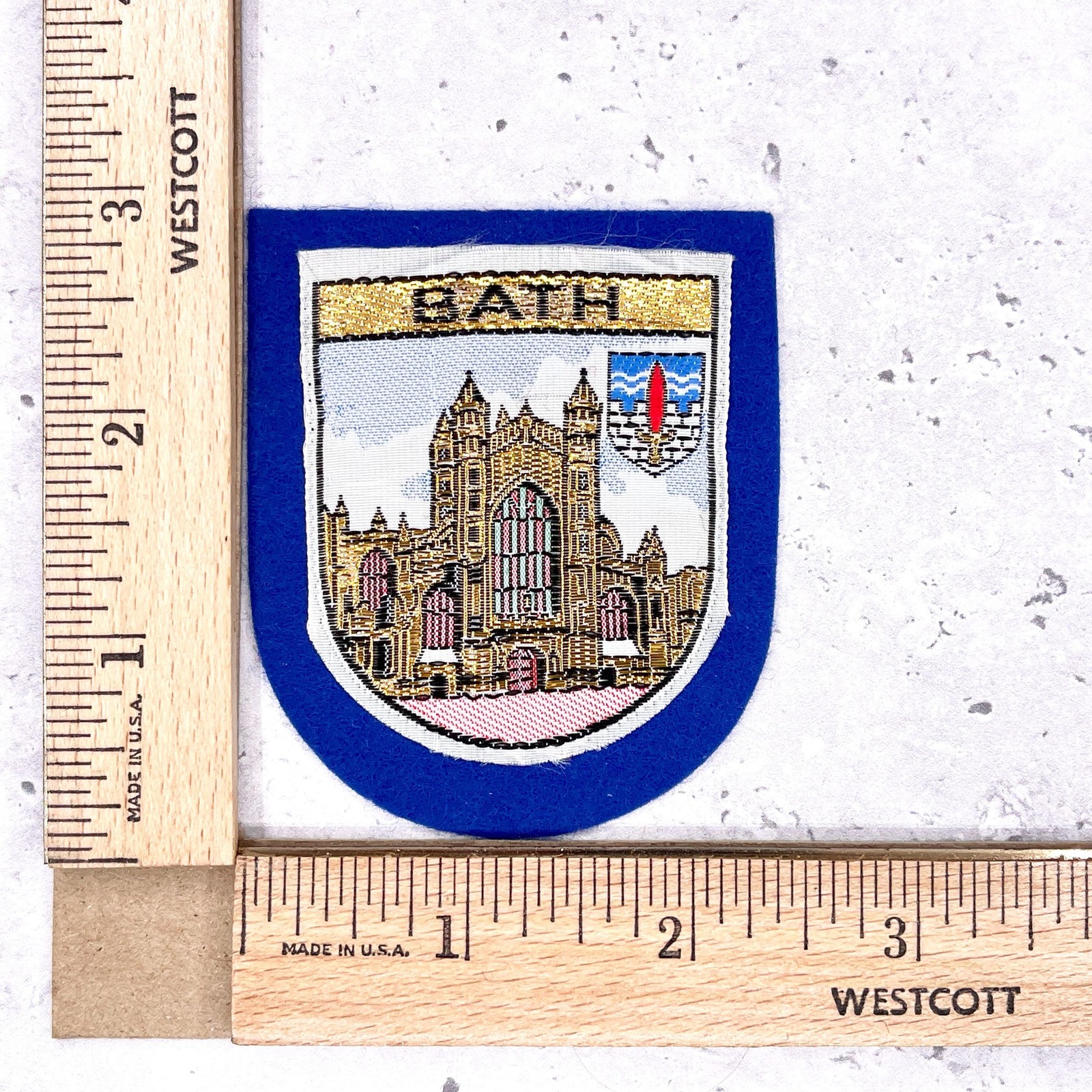 Vintage Bath England Patch • Abbey Church United Kingdom Souvenir • Sew-On NOS